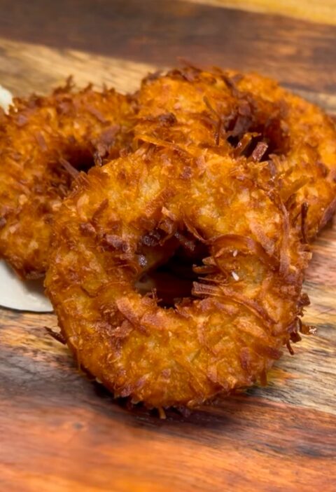 rum soaked fried pineapple