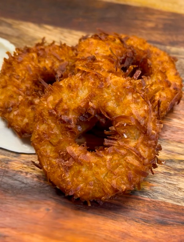 rum soaked fried pineapple