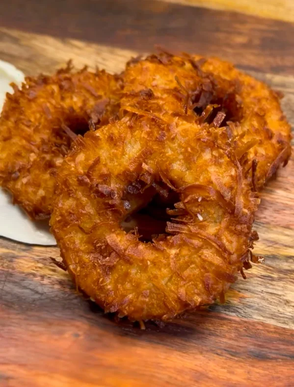 rum soaked fried pineapple