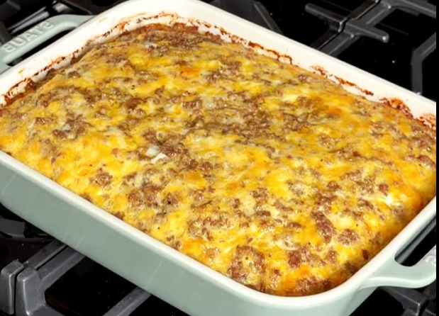 Beef cheese and egg casserole 