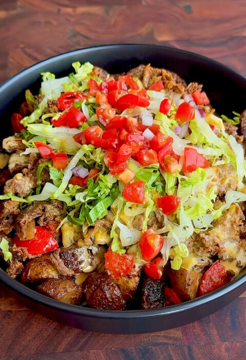 Loaded potato taco bowl