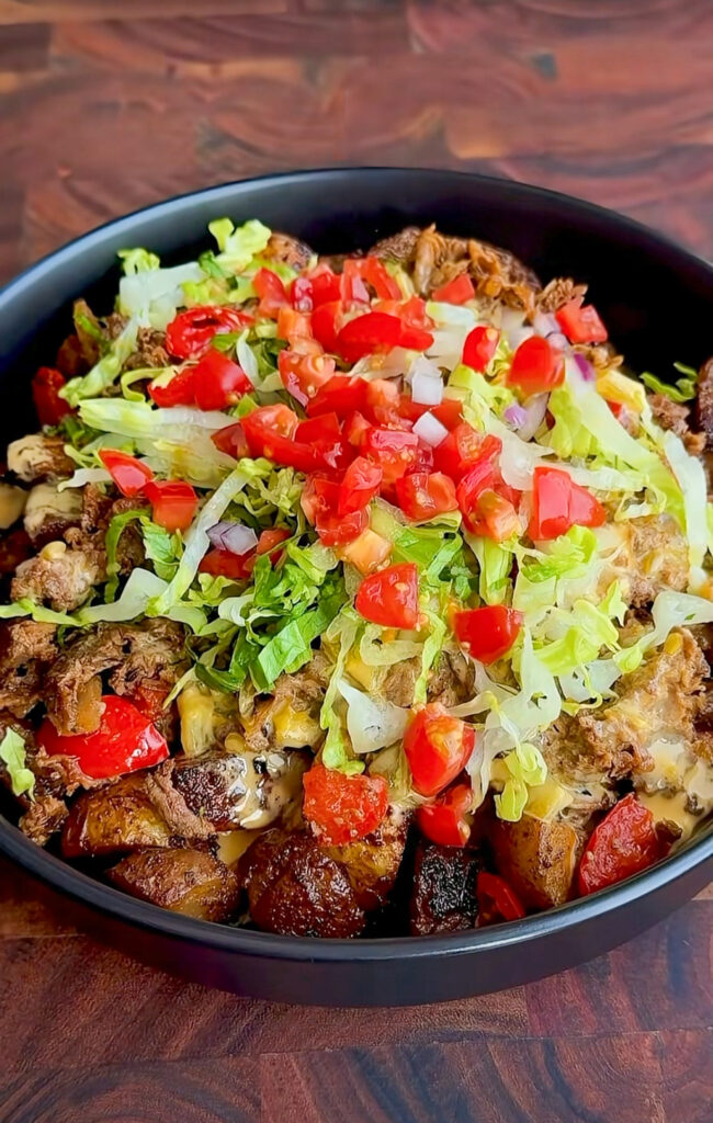 Loaded potato taco bowl