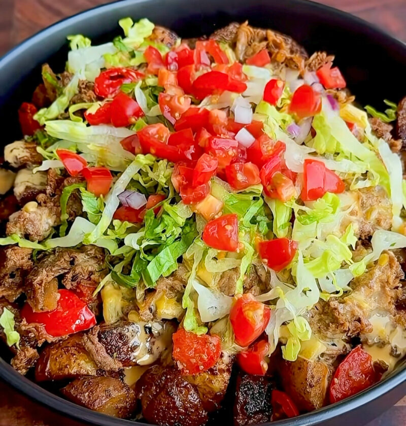 Loaded potato taco bowl