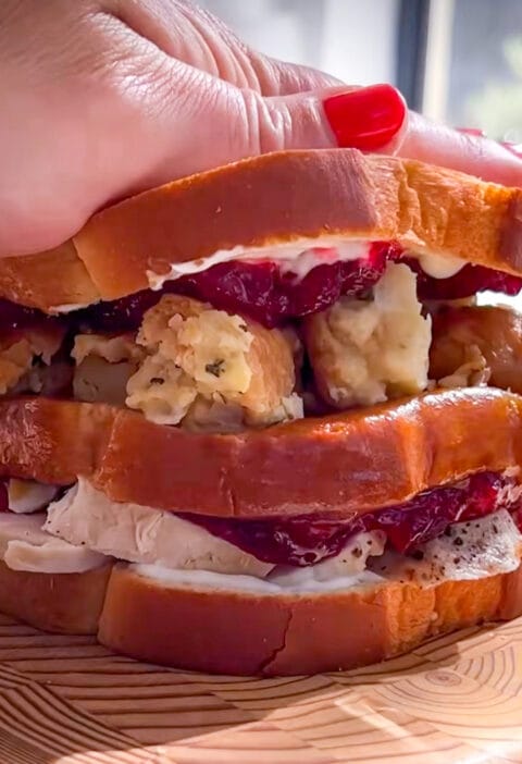 Leftover turkey sandwich