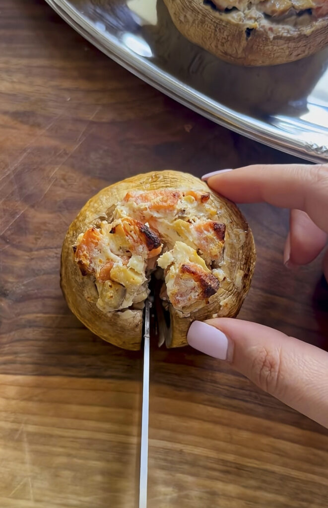 Sausage and cheddar cheese stuffed mushroom